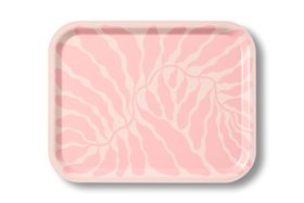 Wrap Pink Leaves Rectangular Art Tray, Illustrated by Linnéa Andersson, 36 x 28 cm, Multi