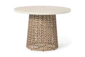 Rhonda Garden Round Dining Table, Natural Stone & Polyweave