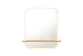 Cabo Shelf Mirror with LED Light, Natural Wood