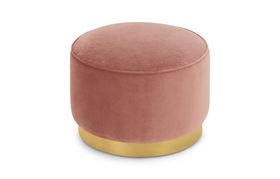 Hetherington Large Brass Base Pouffe, Blossom Pink Recycled Velvet