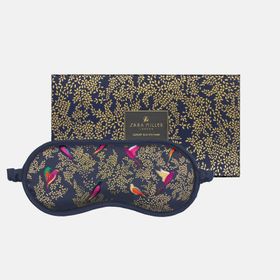 Luxury Silk Eye Mask - Smokey Blue Birds design