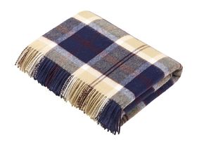 Merino Lambswool Navy Tartan Throw