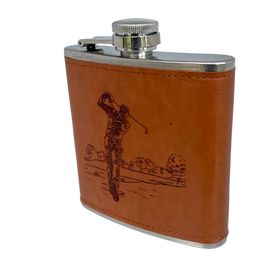 Engraved Leather Hip Flask - Golf (2)