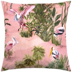 Outdoor Botanical Cushion - Exotic Birds, Pink
