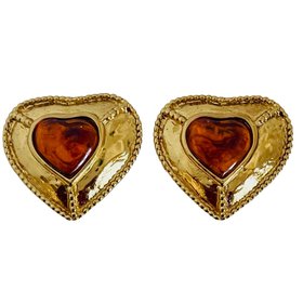 Vintage Yves Saint Laurent Heart Earrings, 1980s