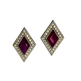 Vintage Grossé (Dior) Ruby Red Crystal Crystal Clip-On Earrings, 1980s