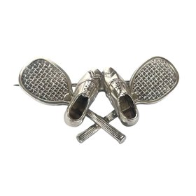 Antique Lawn Tennis Brooch, Rackets and Plimsolls, 1886