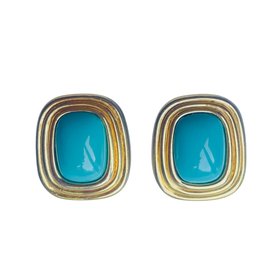 Vintage Christian Dior Turquoise Cabochon Earrings, 1980s