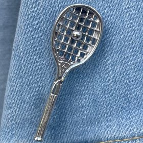 Edwardian Silver Tennis Racket Brooch