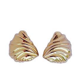 Vintage Christian Dior Large Gold-Plated Shell Earrings