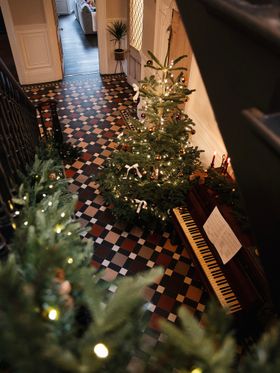 Christmas Hallway with Victorian Floor Tiles from Original Style
