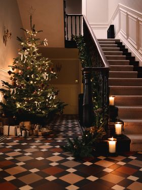 Christmas Hallway with Victorian Floor Tiles from Original Style