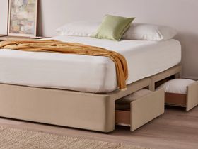 Side Stash 2 Drawer Bed in Tea Dunk Beige Twill