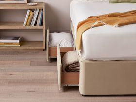 Side Stash 2 Drawer Bed in Tea Dunk Beige Twill