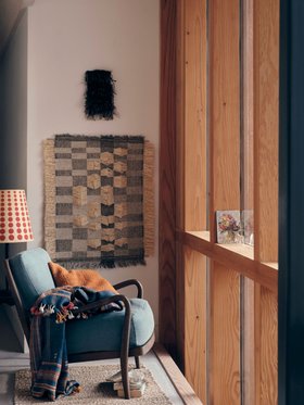 Easins Accent Chair Dark Oak in Lighthouse Clever Linen