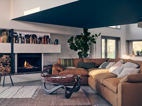 Cuddlemuffin Modular Corner Sofa in Treacle Tart Yellow Linen (fabric launching March 26)