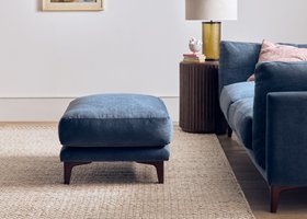 Basecamp Footstool in Sopping Seagrass Teal Chenille