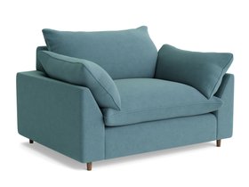 Slow Riser Love Seat Sofa Bed in Shipping Forecast Blue Chenille