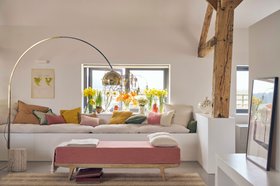 Tip Top Daybed in Strawberry Milkshake Pink Linen