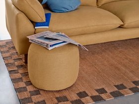 Little Cheese Footstool in Hit The Hay Yellow Slubby