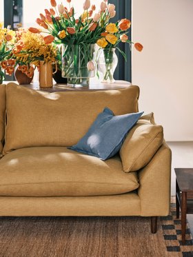 Slow Riser Sofa Large in Hit The Hay Yellow Slubby