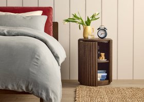 Bobbin Side Table with Wooden Top in Dark Oak