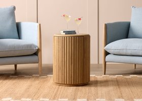 Bobbin Side Table with Wooden Top in Light Oak