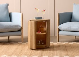 Bobbin Side Table with Wooden Top in Light Oak