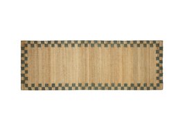 Checky Edge Jute Runner in Green