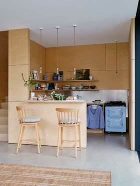 Drummer Kitchen Stool Light Oak with Little Softie Seat Pad