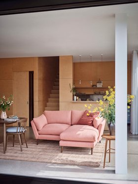 Groover Chaise Sofa in Strawberry Milkshake Pink Linen
