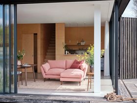 Groover Chaise Sofa in Strawberry Milkshake Pink Linen