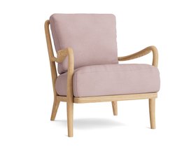 Easins Accent Chair in Whitewashed Oak Pressed Petal Pink Twill