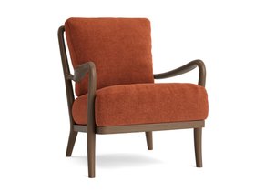 Easins Accent Chair Dark Oak in Broken Pot Orange Chenille