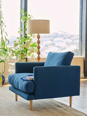 Jeffers Armchair in Leaky Pen Blue Twill
