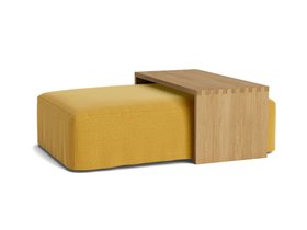 Topsy Coffee Table in Light Oak, Honey Pot Yellow Linen
