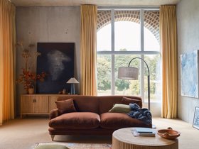 NEW Kingpin Sofa in School Satchel Brown Velvet