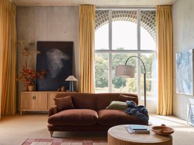 NEW Kingpin Sofa in School Satchel Brown Velvet