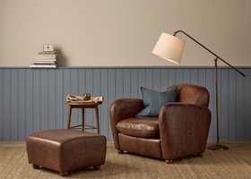 NEW Nightcap Accent Chair with Footstool in Leather