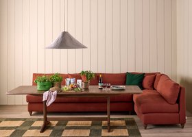 Groupie Sofa Bench in Quince Jam Red Twill