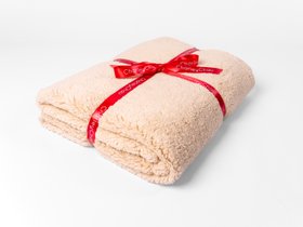 Sherpa Fleece Dog Blanket in Teddy Beige