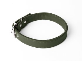 Charley Chau Classic Leather Dog Collar - Olive