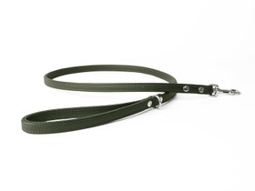 Charley Chau Leather Dog Lead - Olive