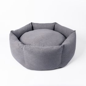 Charley Chau Ducky Donut Dog Bed in Cosmo - Steel Grey
