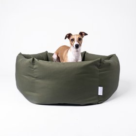 Charley Chau Dry Wax Cotton Ducky Donut Dog Bed in Game Green
