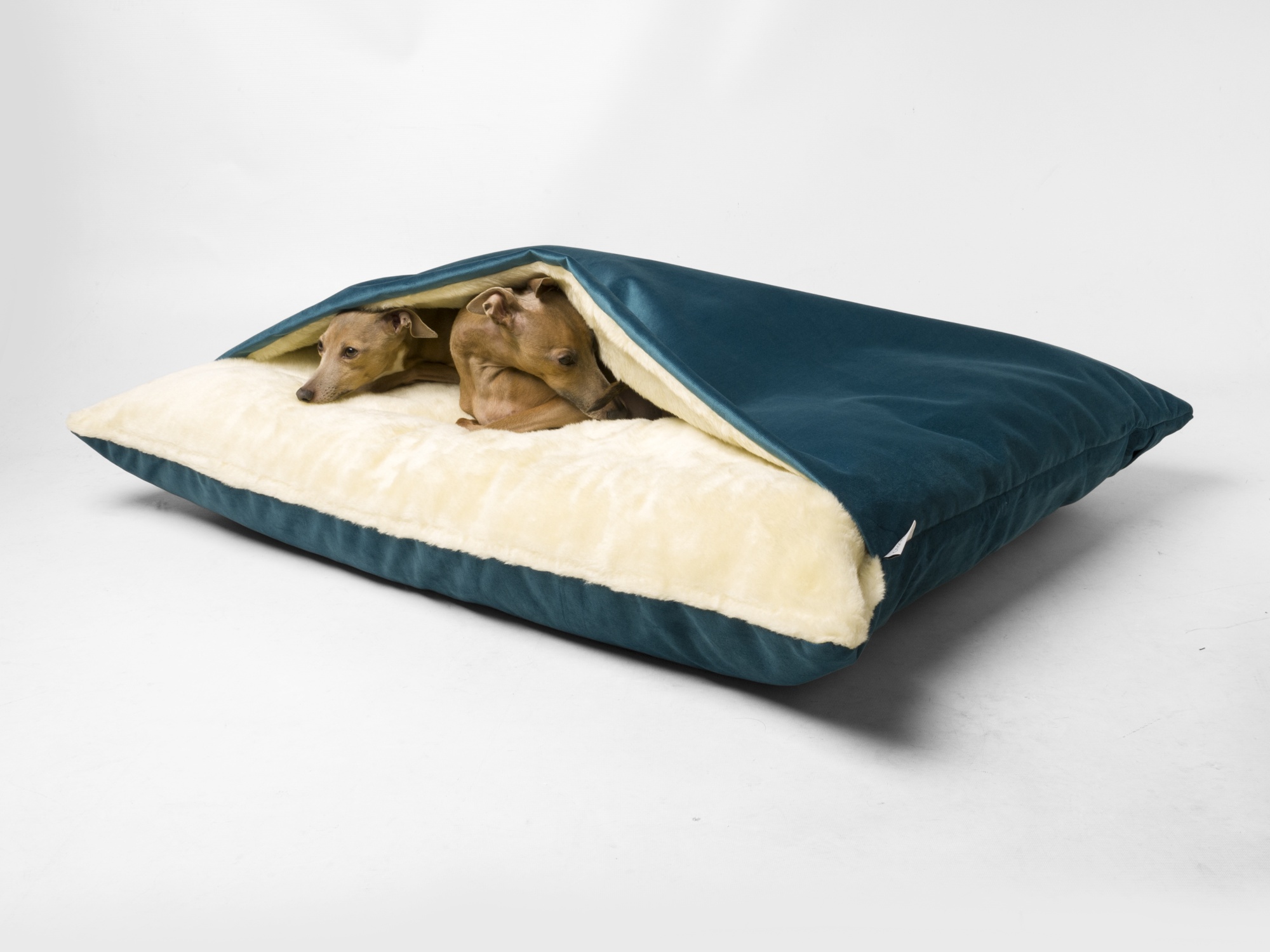 Charley Chau Classic Snuggle Bed for Dogs in Velour Teal
