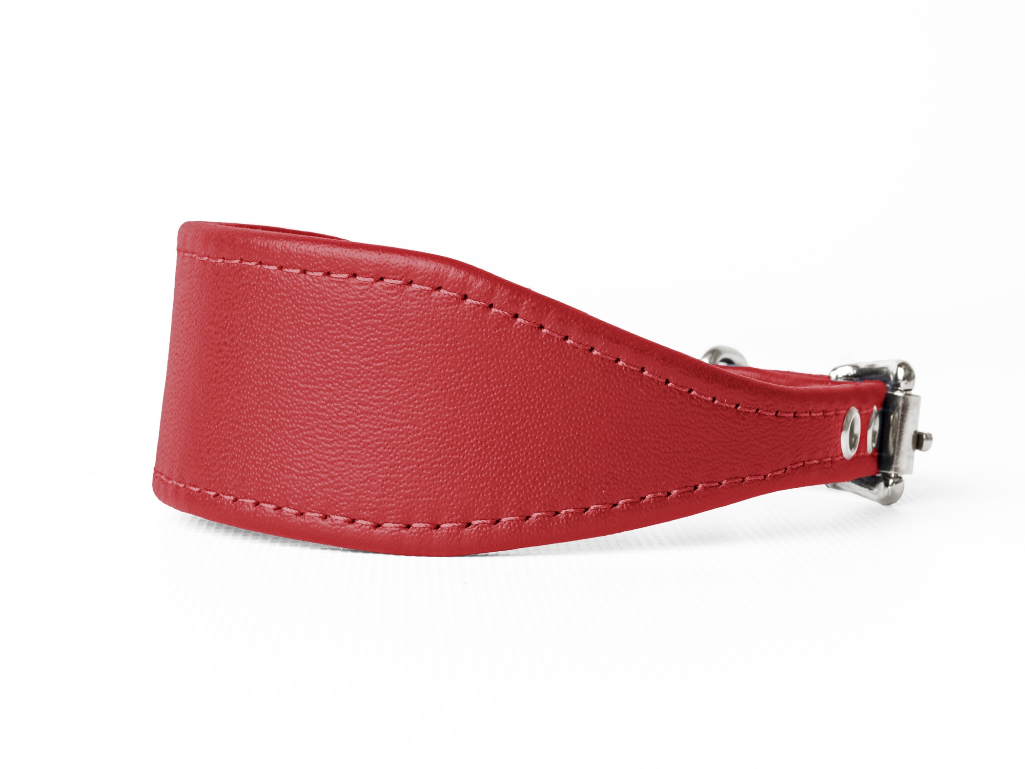 Leather Sighthound Dog Collars in Ruby