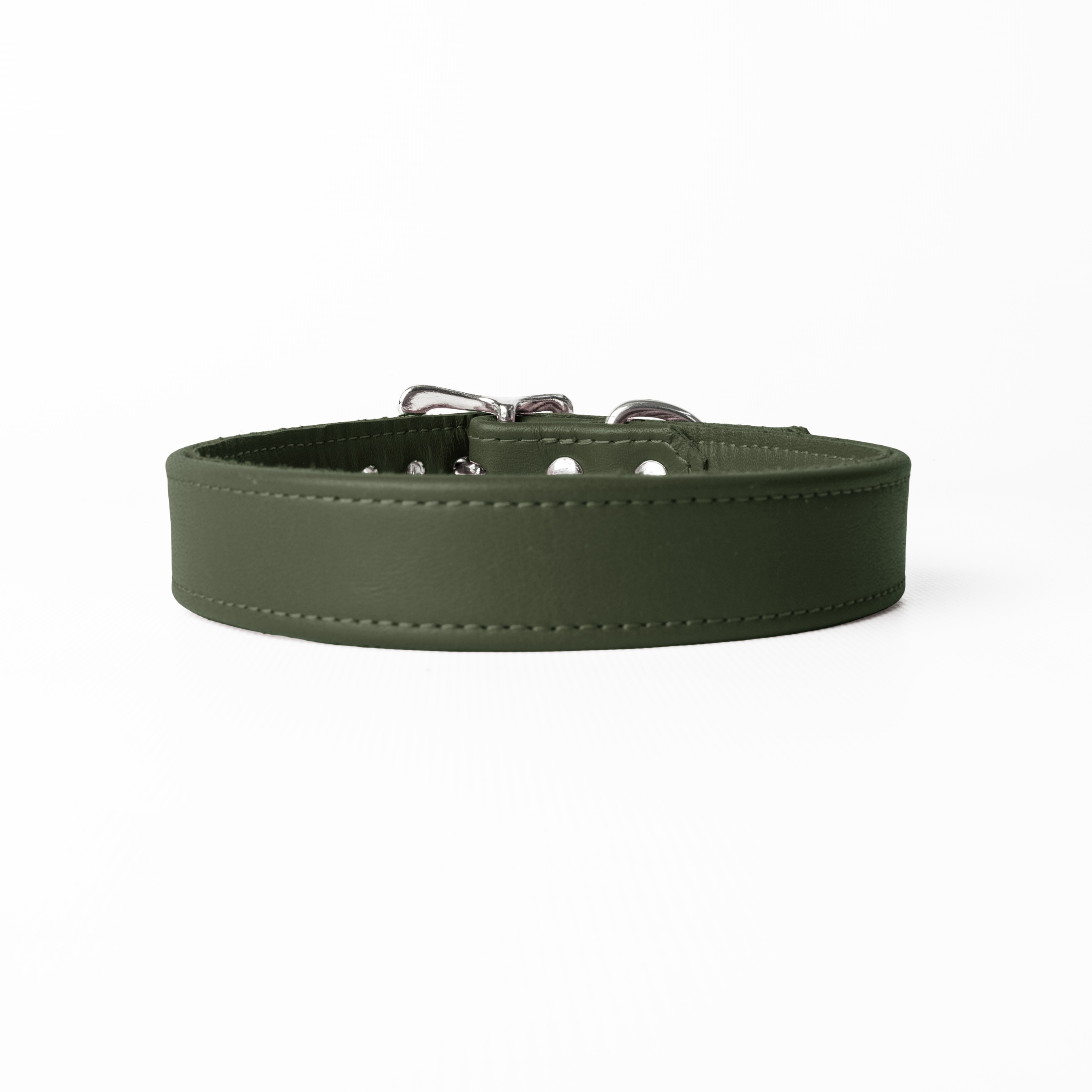 Classic Leather Dog Collar - Olive