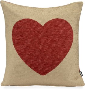 H.O.C.K. Herzl Wendekissen 40x40cm beige / bordeaux Heart Herz