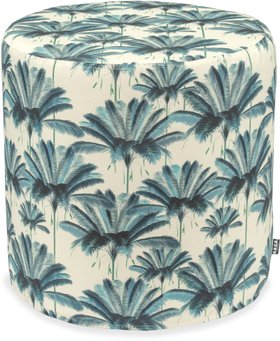 Hock Outdoor Hocker Rund Palmen Blau Wetterfest